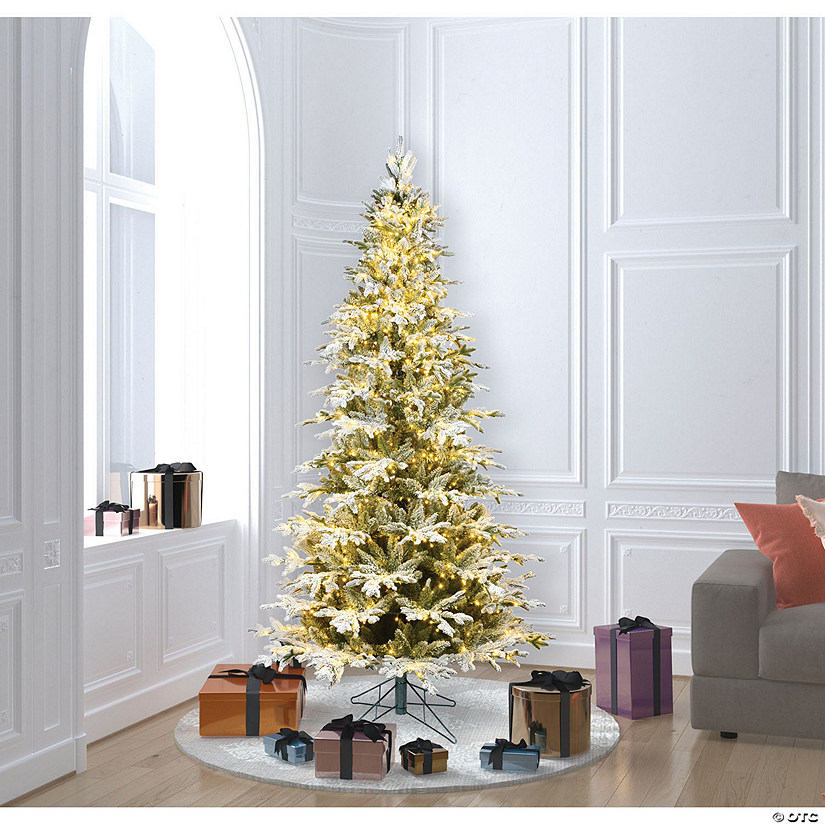 Vickerman 6.5' Flocked Kamas Fraser Artificial Christmas Tree, Warm White   LED Lights Image