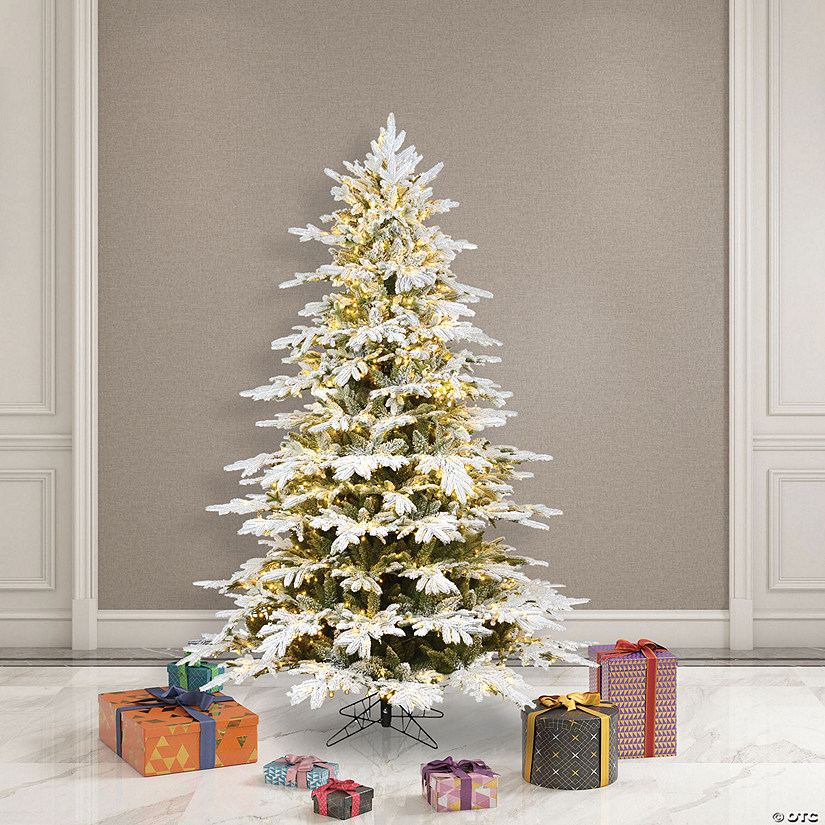 Vickerman 6.5' Flocked Kamas Fraser Artificial Christmas Tree, Warm White   LED Lights Image