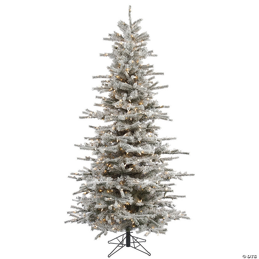 Vickerman 6.5' Flocked Sierra Fir Slim Christmas Tree with Clear Lights Image
