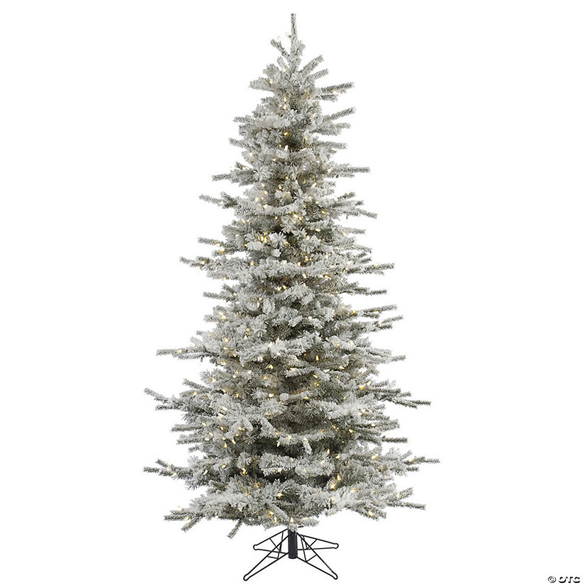 Vickerman 6.5' Flocked Sierra Fir Slim Christmas Tree with Warm White LED Lights Image