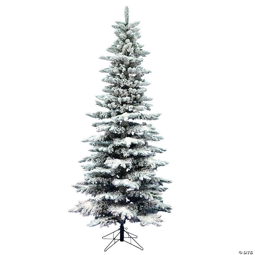 Vickerman 6.5' Flocked Utica Fir Slim Christmas Tree - Unlit Image