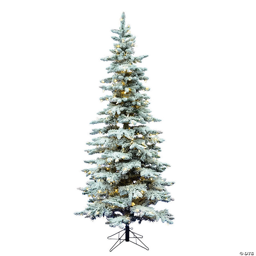 Vickerman 6.5' Flocked Utica Fir Slim Christmas Tree with Warm White LED Lights Image
