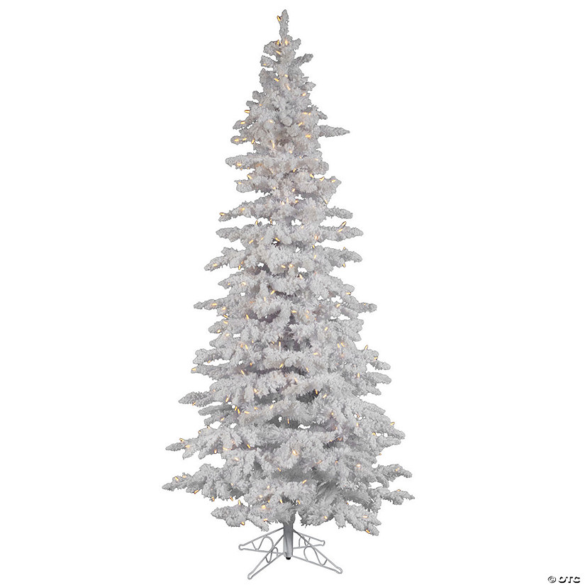 Vickerman Flocked White Spruce 6.5-Foot Christmas Tree w/300 Clear Dura-Lit  Lights A893566