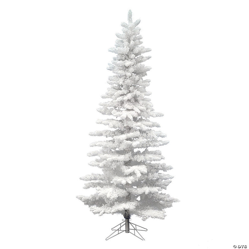 Vickerman 6.5' Flocked White Slim Christmas Tree - Unlit Image