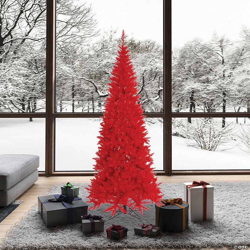 Vickerman 6.5' Red Fir Slim Artificial Christmas Tree, Unlit Image