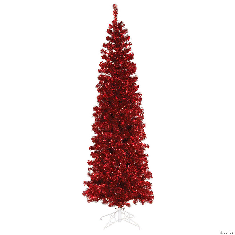 Vickerman 6.5' Red Pencil Christmas Tree with Red LED Lights Image