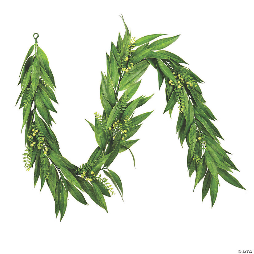Vickerman 6' Artificial Green Willow Garland with White Berries Image