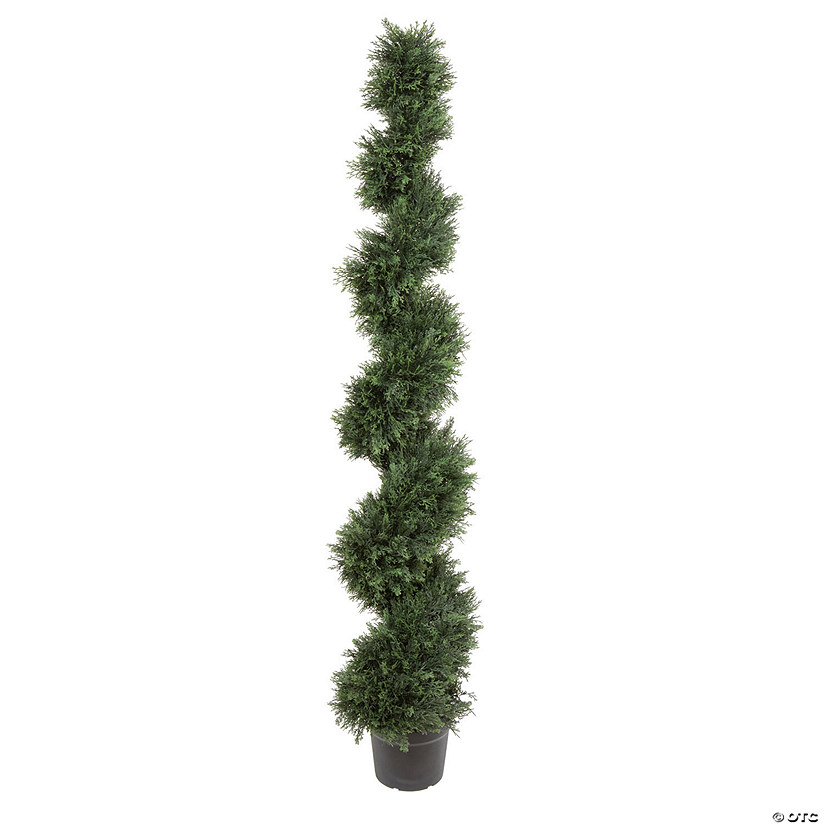 Vickerman 6' Artificial Potted Green Cedar Spiral Tree Image