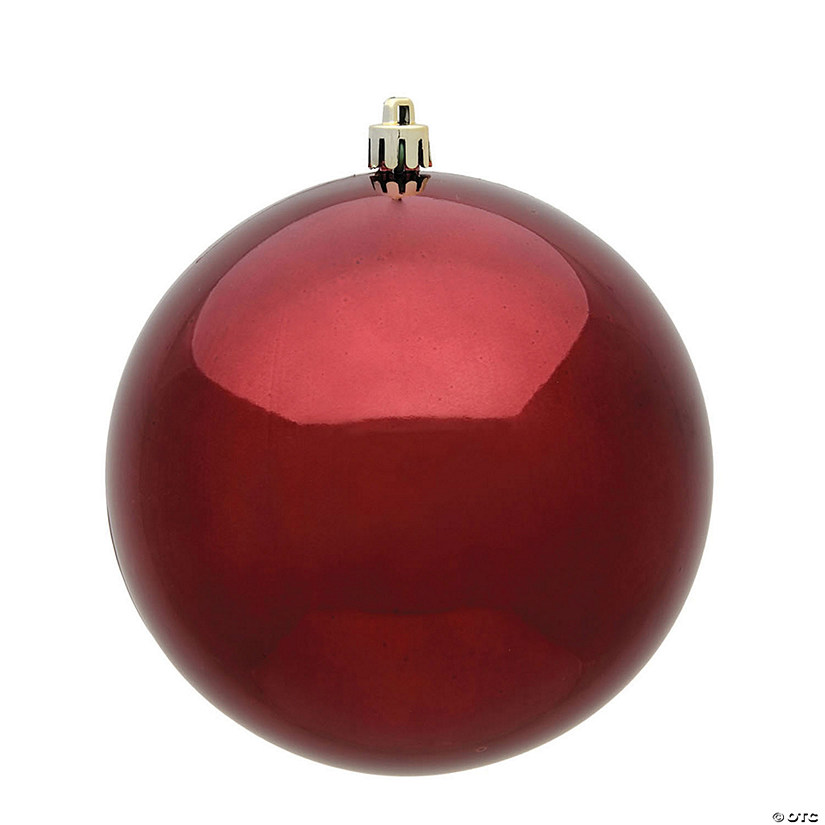 Vickerman 6" Burgundy Shiny Ball Ornament, 4 per Bag Image