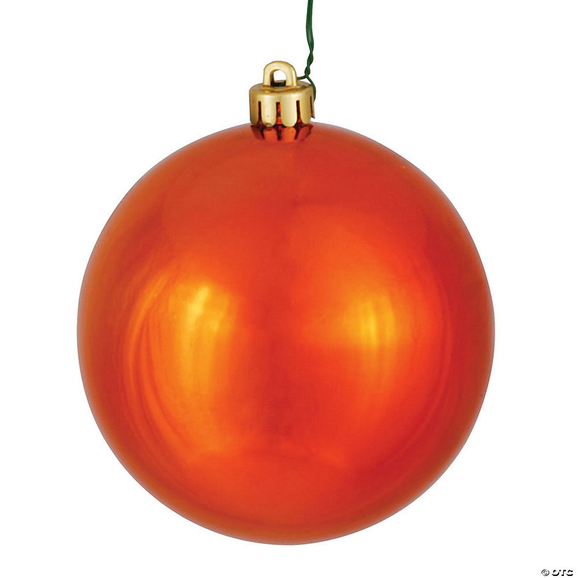Vickerman 6" Burnished Orange Shiny Ball Ornament, 4 per Bag Image
