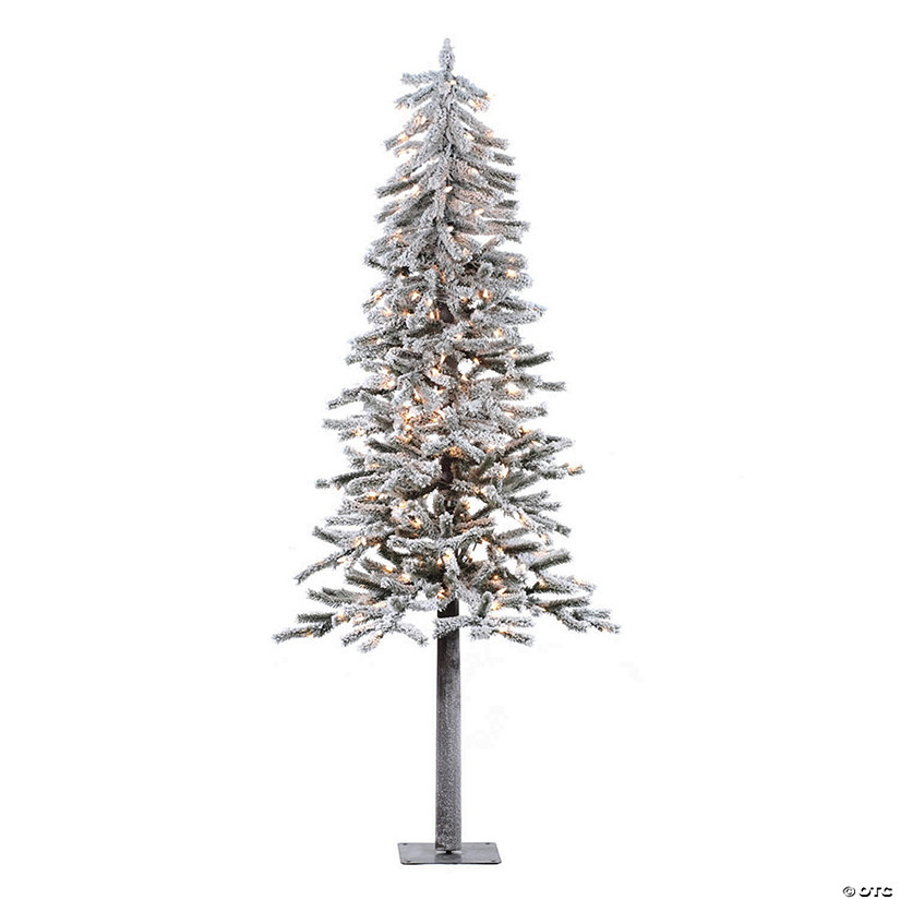 Vickerman 6' Flocked Alpine Christmas Tree with Clear Lights Oriental