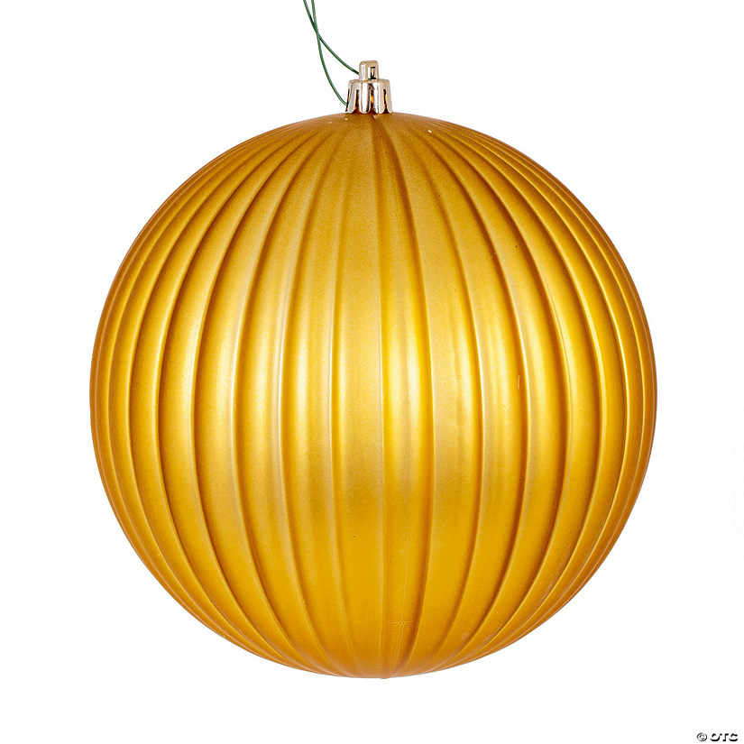 Vickerman 6" Gold Matte Lined Ball Ornament, 4 per Bag. Image