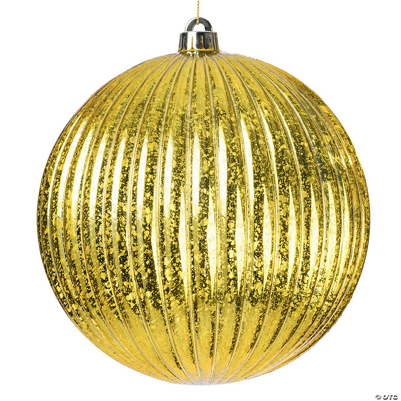 Vickerman 6" Gold Shiny Lined Mercury Ball Ornament, 4 per bag. Image