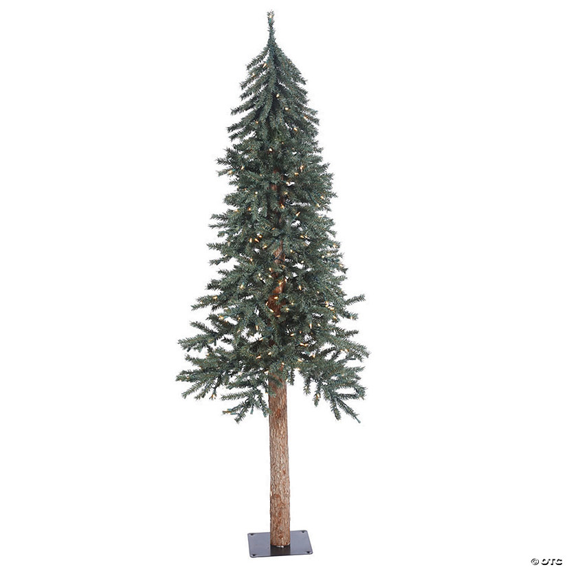 Vickerman 6' Natural Bark Alpine Christmas Tree with Warm White LED Lights Image