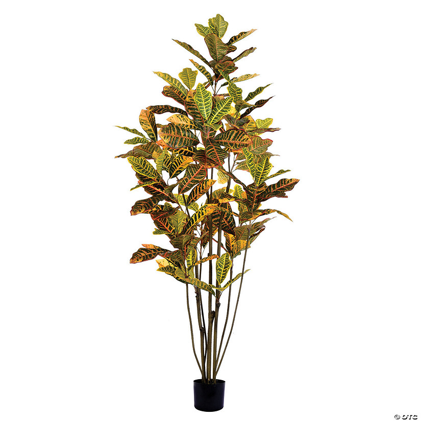 Vickerman 6' Potted Artificial Green and Orange Cronton Tree Image