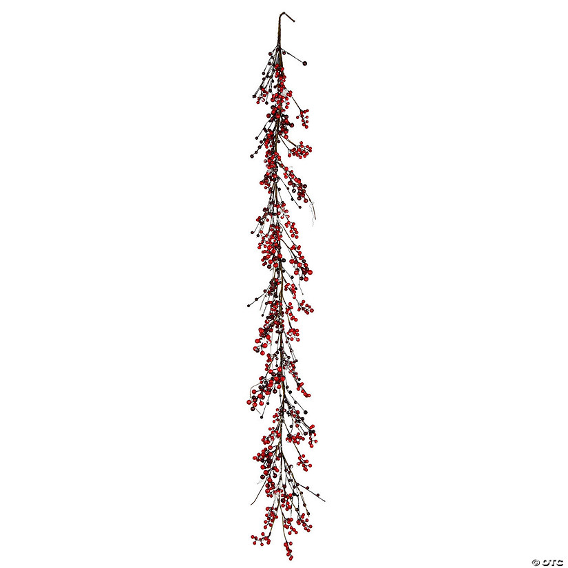 Vickerman 6' Red Snow Berry Garland. This berry garland is dusted with artificial snow and is the perfect addition to any holdiay d&#233;cor. Image