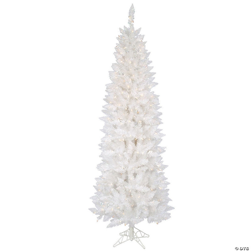Vickerman 6' Sparkle White Spruce Pencil Christmas Tree with Clear Lights Image