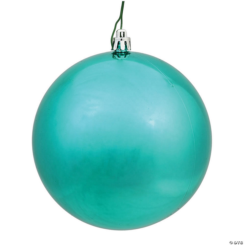 Vickerman 6" Teal Shiny Ball Ornament, 4 per Bag Image
