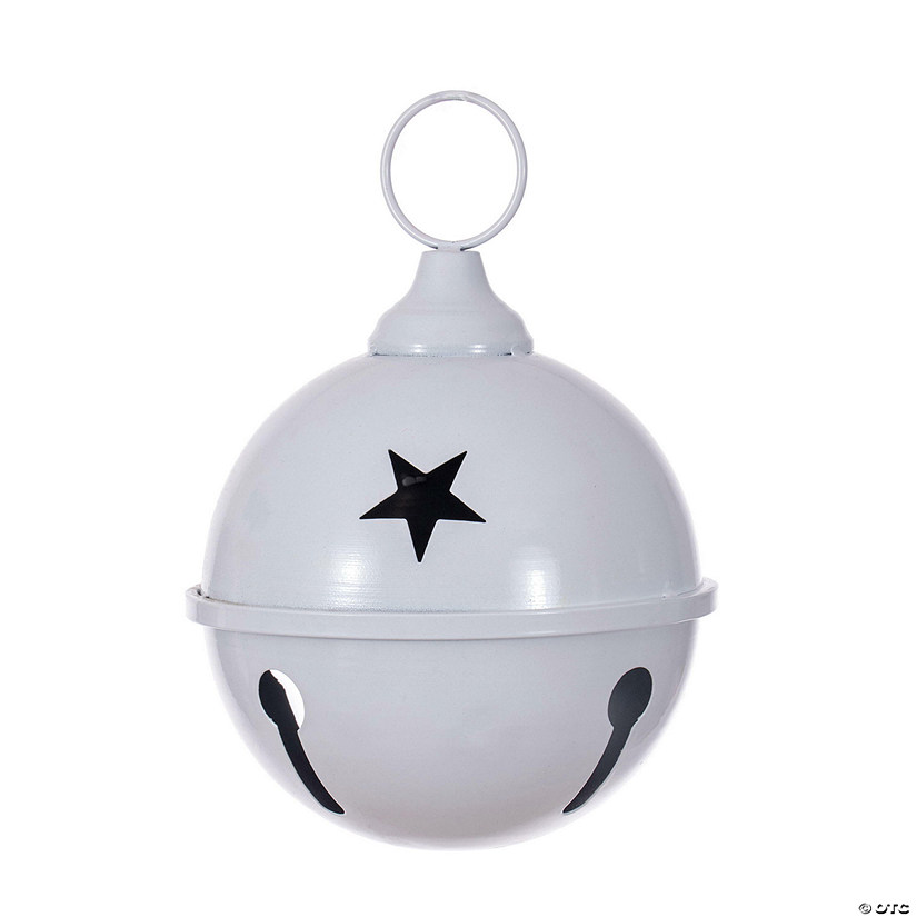 Vickerman 6" White Iron Bell Ornament. Image