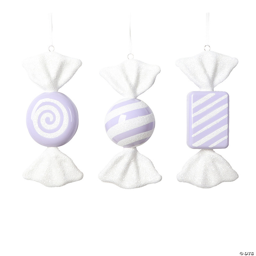 Vickerman 7.5"-8" Pastel Lavender Candy Ornament Assortment, 3 per bag. Image