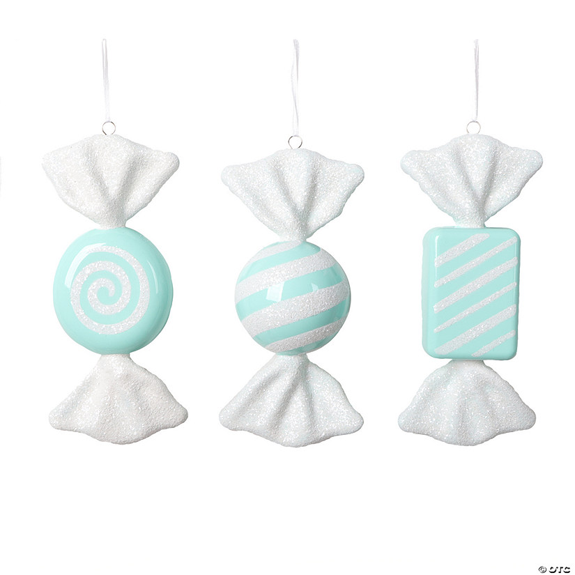 Vickerman 7.5"-8" Seafoam Candy Ornament Assortment, 3 per bag. Image