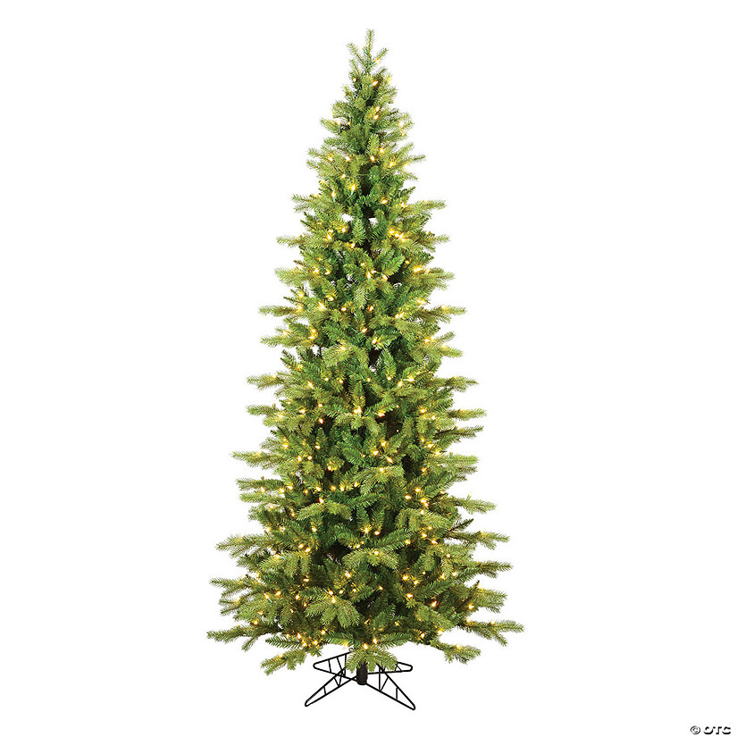 Vickerman 7.5' Balsam Spruce Slim Artificial Christmas Tree, Warm White LED Lights Image