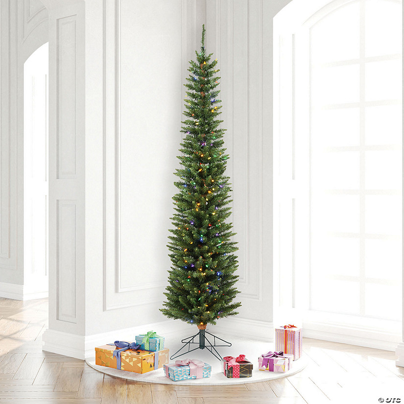 Vickerman 7.5' Durham Pole Pine Artificial Christmas Tree, Multi-Colored LED Dura-lit Lights Image