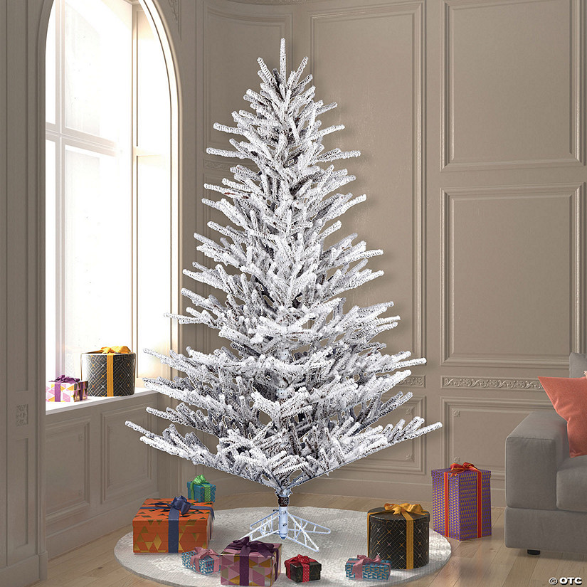 Vickerman 7.5' Flocked Stick Pine Artificial Christmas Tree, Unlit Image