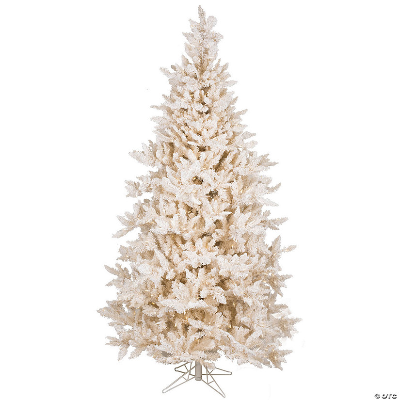 Vickerman 7.5' Flocked Vintage Fir Artificial Christmas Tree, Warm White LED Lights Image