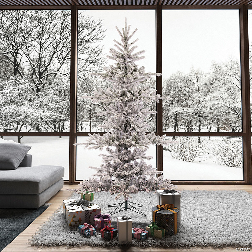 Vickerman 7.5' Flocked Yukon Display Artificial Christmas Tree, Unlit Image