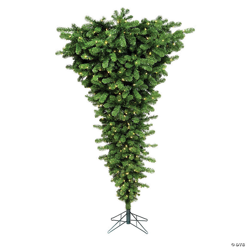 Vickerman 7.5' Green Upside Down Christmas Tree with Warm White LED