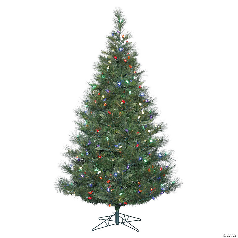 Vickerman 7.5' Norway Pine Artificial Christmas Tree with Multi-Colored LED Lights Image