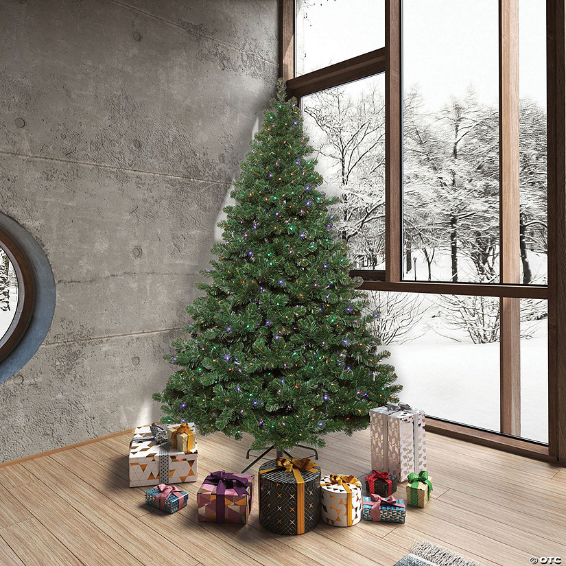 Vickerman 7.5' Oregon Fir Artificial Christmas Tree, Wide Angle Single Mold Warm White LED Lights Image