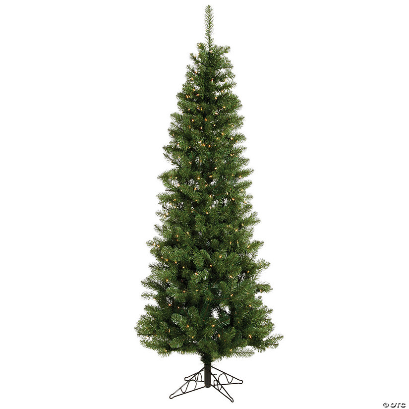 Vickerman 7.5' Salem Pencil Pine Artificial Christmas Tree, Clear Dura-lit Lights Image