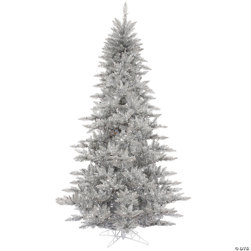 Vickerman 7.5' Silver Tinsel Fir Christmas Tree - Unlit Image