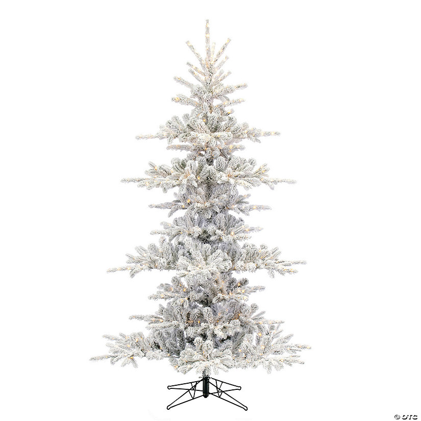 Vickerman 7.5' x 57" Flocked Yukon Display Artificial Christmas Tree, Low Voltage 4mm LED Seed Lights Image