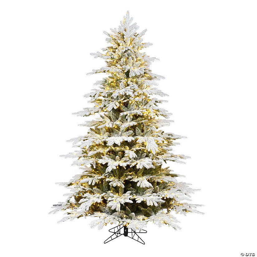 Vickerman 7.5' x 62" Flocked Kamas Fraser Artificial Christmas Tree, Warm White Low Voltage 3MM LED Lights Image