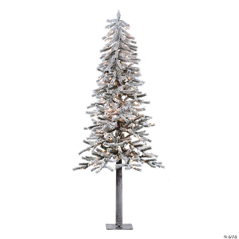 Vickerman 7' Flocked Alpine Artificial Christmas Tree, Clear Dura-Lit lights Image