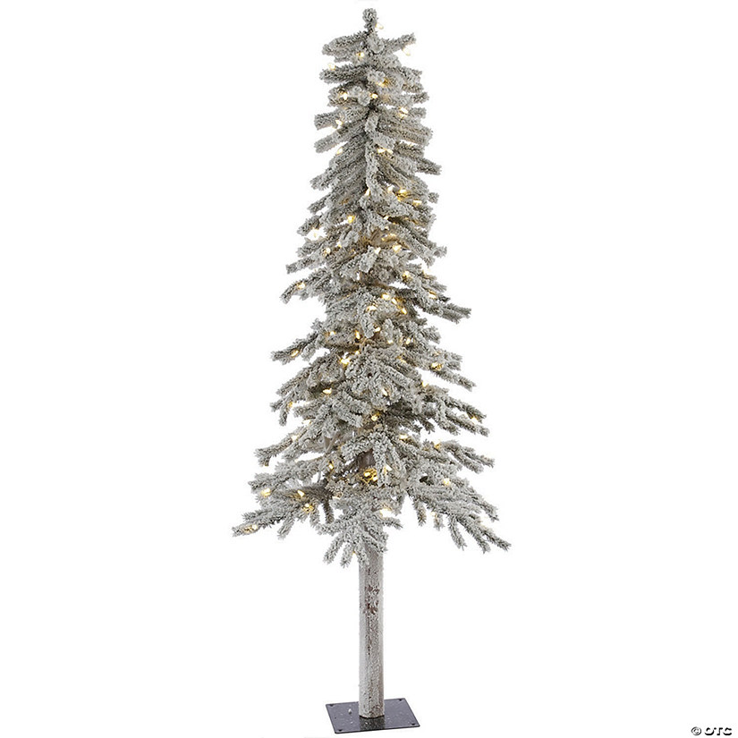 Vickerman 7&#39; Flocked Alpine Christmas Tree with Warm White LED Lights Image