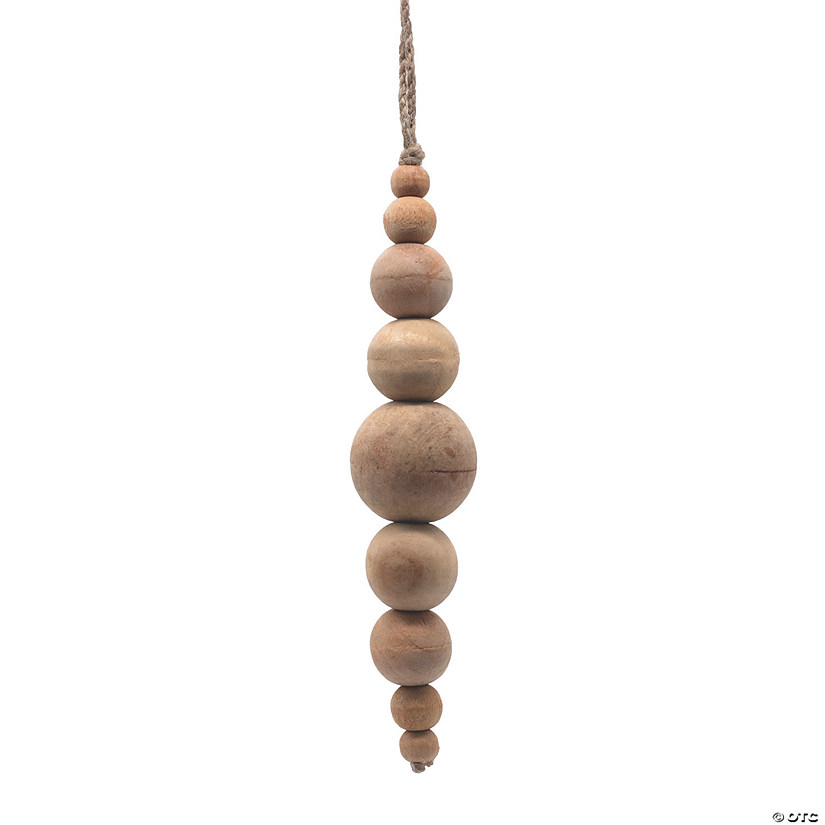Vickerman 7" Natural Wooden Bead Ornament, 2 pieces per unit. Image