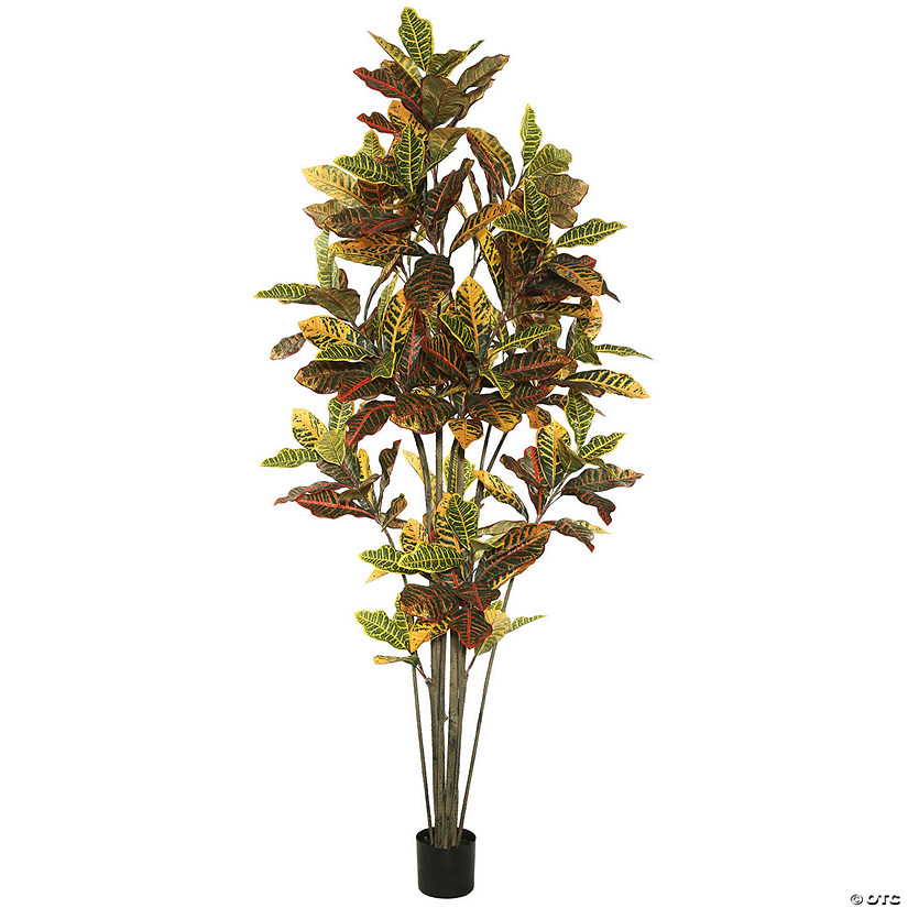 Vickerman 7' Potted Artificial Green and Orange Cronton Tree Image