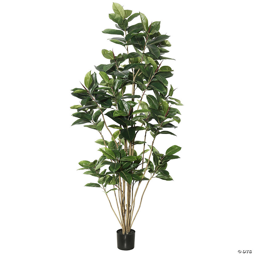 Vickerman 7' Potted Artificial Green Rubber Tree Image