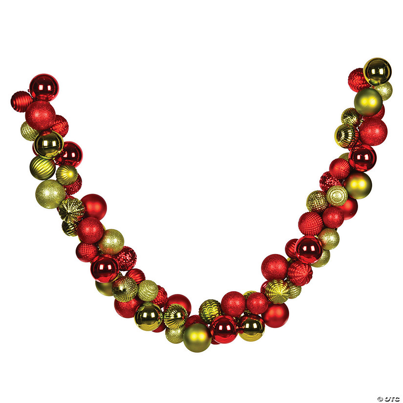 Vickerman 7' Red and Lime Green Assorted Ornament Garland Image