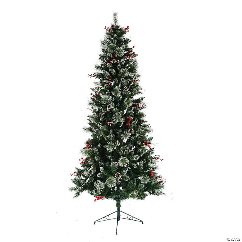 Vickerman 7' Snow Tipped Pine and Berry Christmas Tree - Unlit Image