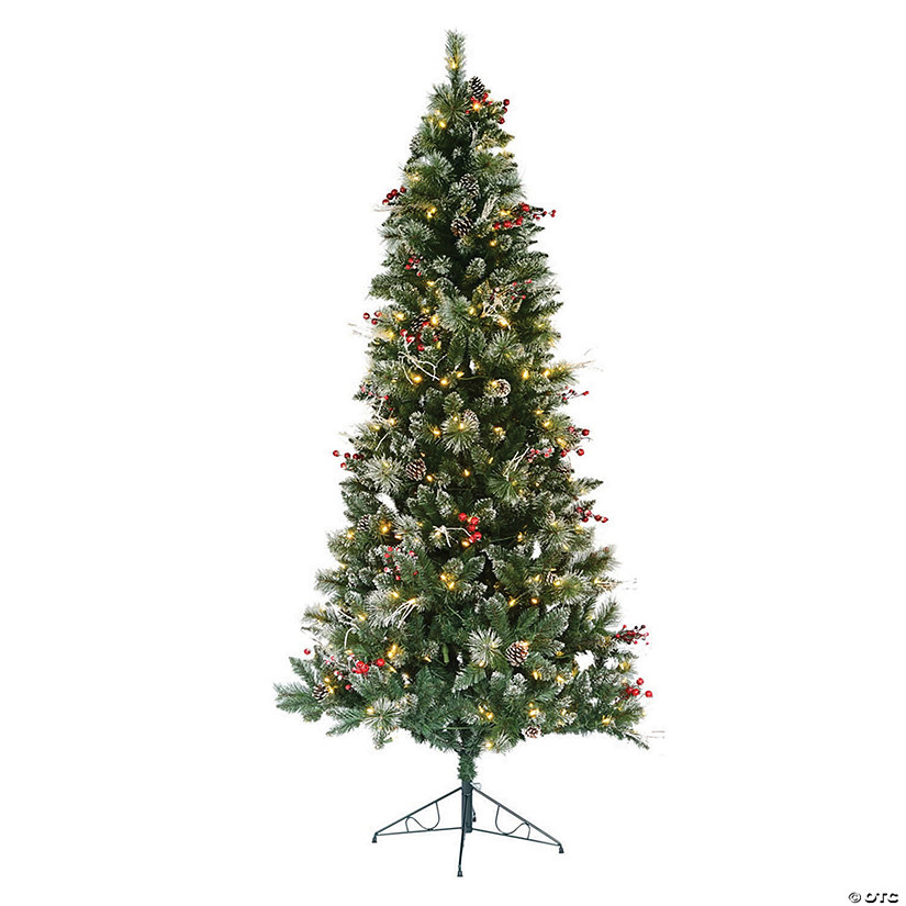 Vickerman 7' Snow Tipped Pine and Berry Christmas Tree with Warm White LED Lights Image