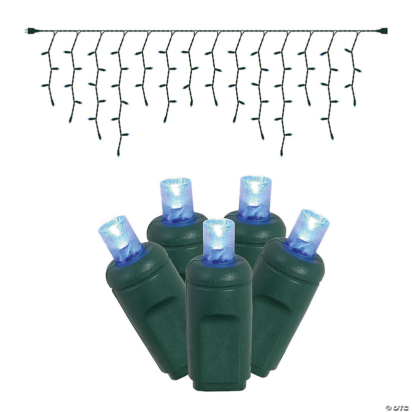 Vickerman 70 Lights LED Blue with Green Wire Wide Angle Icicle - 9' Long Christmas Light Set Image