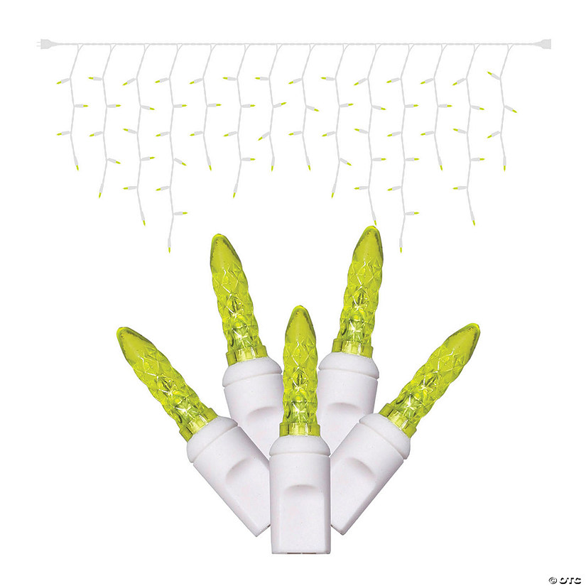 Vickerman 70 Lights LED Lime with White Wire Twinkle Icicle - 9' Long Image