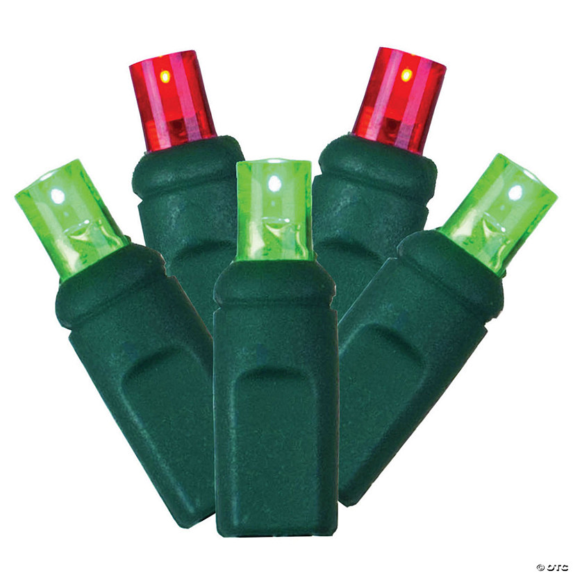 Vickerman 70 Red-Green Wide Angle LED Single Mold light on Green Wire, 35' Light Strand Image