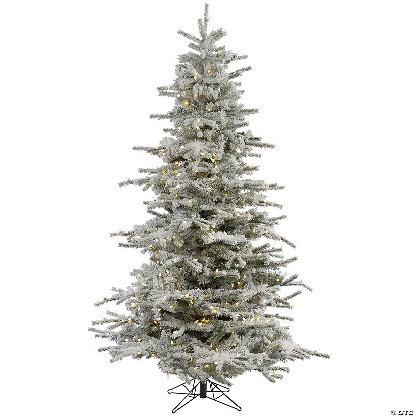 Vickerman 8.5' Flocked Sierra Fir Artificial Christmas Tree, Warm White LED Dura-Lit lights Image
