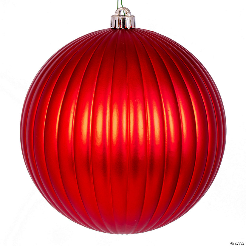 Vickerman 8" Red Matte Lined Ball Ornament, 1 per Bag. Image